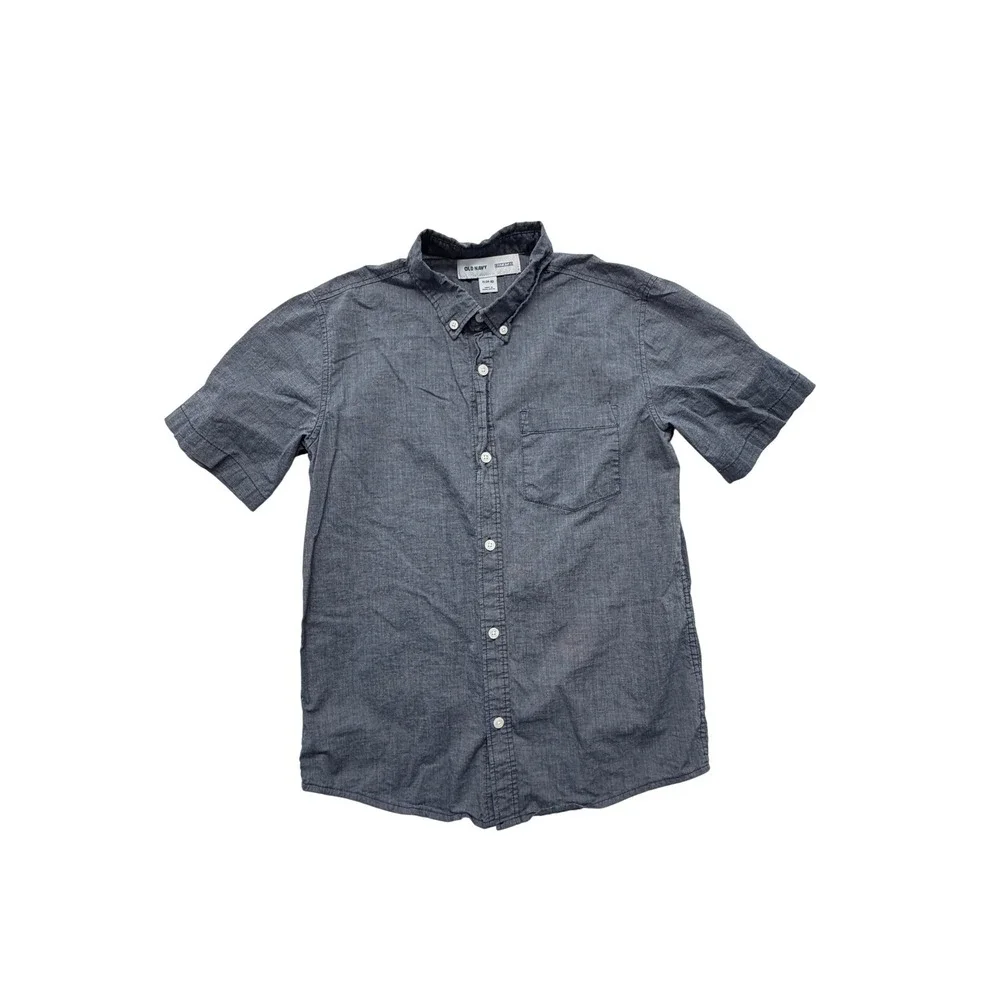 Old‎ Navy Boys XL 14-16 Blue Short Sleeve Button Down Shirt Classic